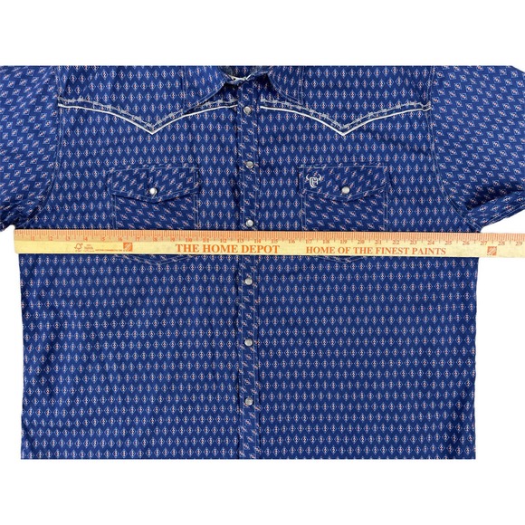 Cowboy Hardware Men Blue Short Sleeve‎ Pearl Snap Shirt Size XXL - Picture 3 of 7